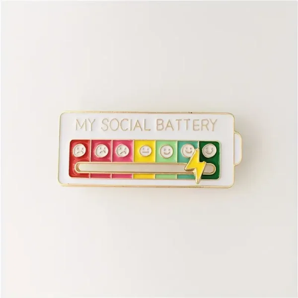 Interactive Social Battery Enamel Pin